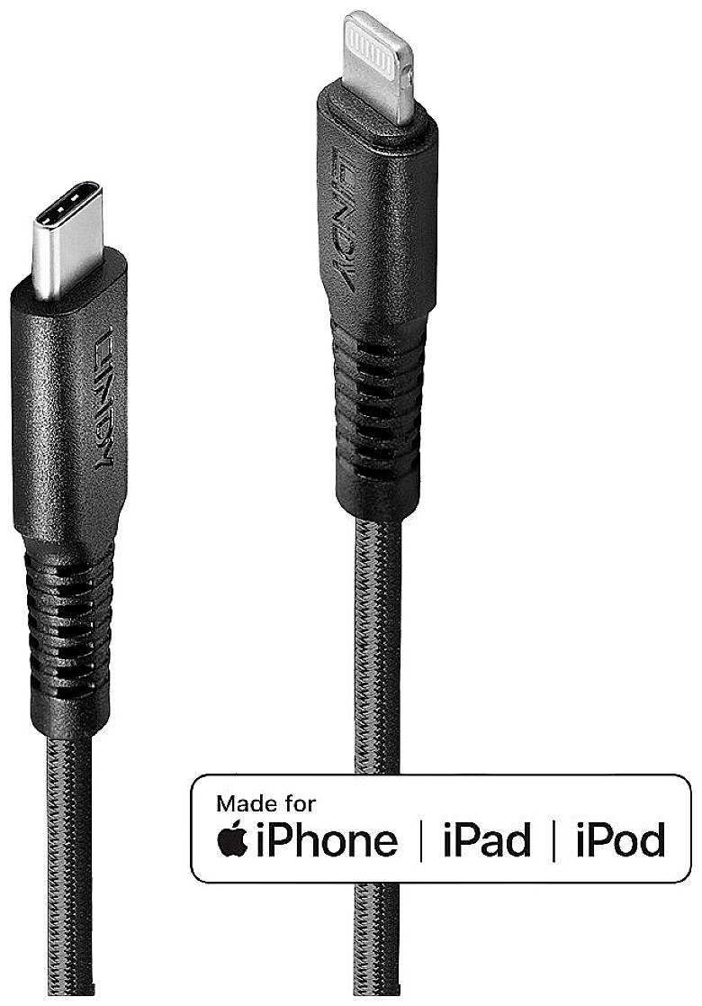LINDY 31288 USB-kabel USB 2.0 Apple Lightning stekker, USB-C stekker 3.00 m Zwart