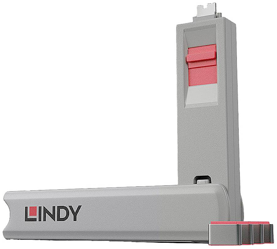 LINDY Lindy - Schloss für USB-C-Port - Rot Sleutel voor USB-C-poort Set van 4 stuks Pink Sleutelslot Incl. 1 sleutel
