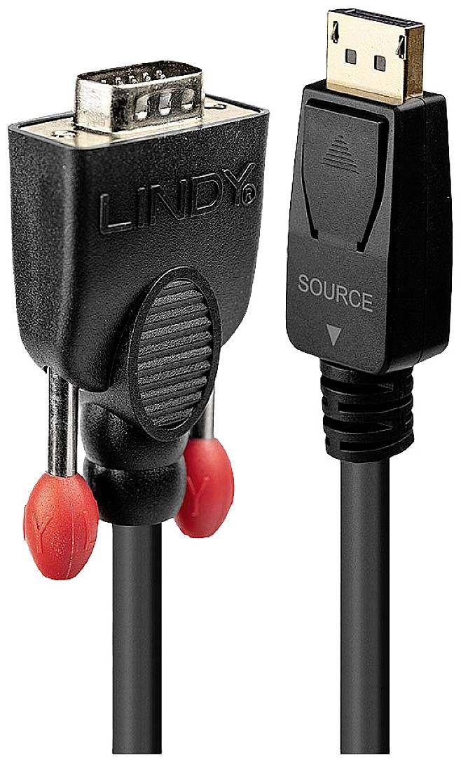 LINDY 41941 DisplayPort-kabel DisplayPort Kabel DisplayPort-stekker, VGA-stekker 9-polig 1.00 m Zwart
