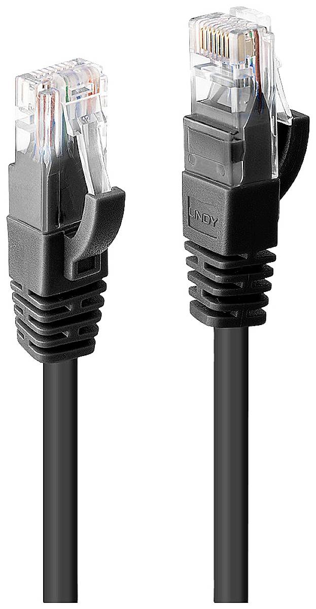 LINDY 48077 RJ45 Netwerkkabel, patchkabel CAT 6 U/UTP 1.00 m Zwart 1 stuk(s)