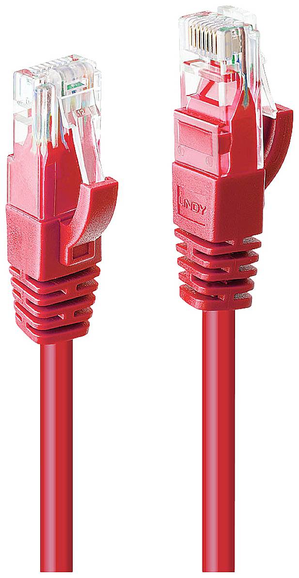 LINDY 48031 RJ45 Netwerkkabel, patchkabel CAT 6 U/UTP 0.50 m Rood 1 stuk(s)