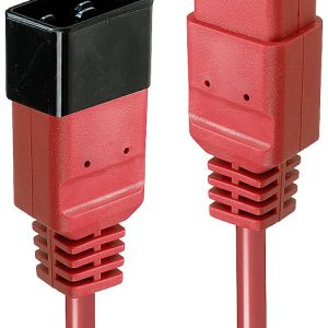 LINDY Stroom Verlengkabel [1x Apparaatstekker, female C19 16A – 1x Apparaatstekker, male C20] 3.00 m Zwart, Rood