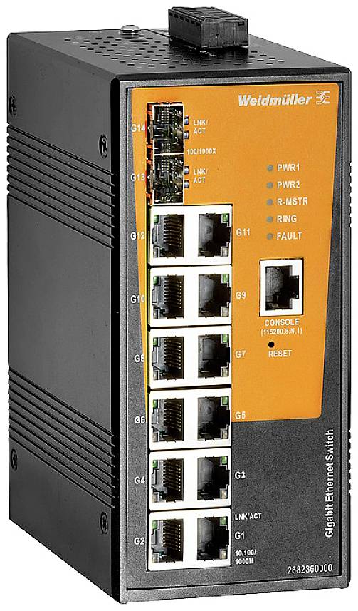 Weidmüller 2682360000 IE-SW-AL14M-12GT-2GESFP Industrial Ethernet Switch 10 / 100 / 1000 MBit/s