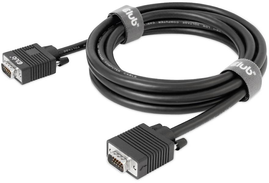 club3D CAC-1703 VGA-kabel VGA Aansluitkabel VGA-stekker 15-polig, VGA-stekker 15-polig 3.00 m Zwart Schroefbaar, Verguld
