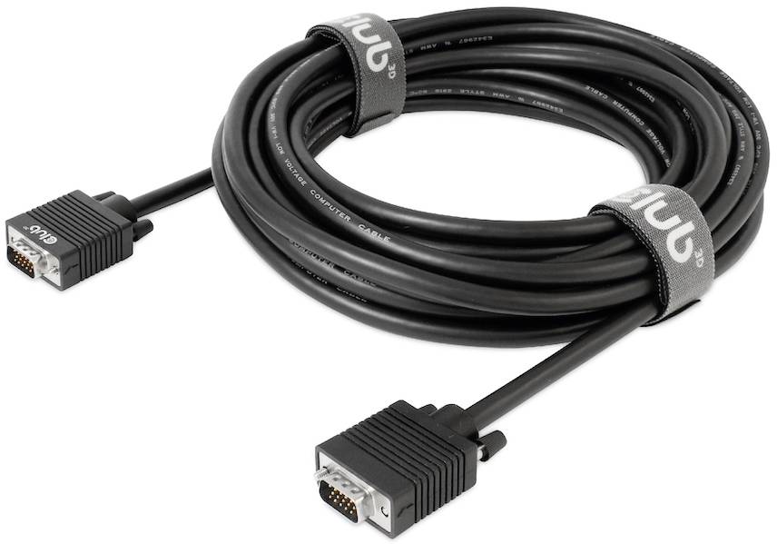 club3D CAC-1710 VGA-kabel VGA Aansluitkabel VGA-stekker 15-polig, VGA-stekker 15-polig 10.00 m Zwart Schroefbaar, Vergul