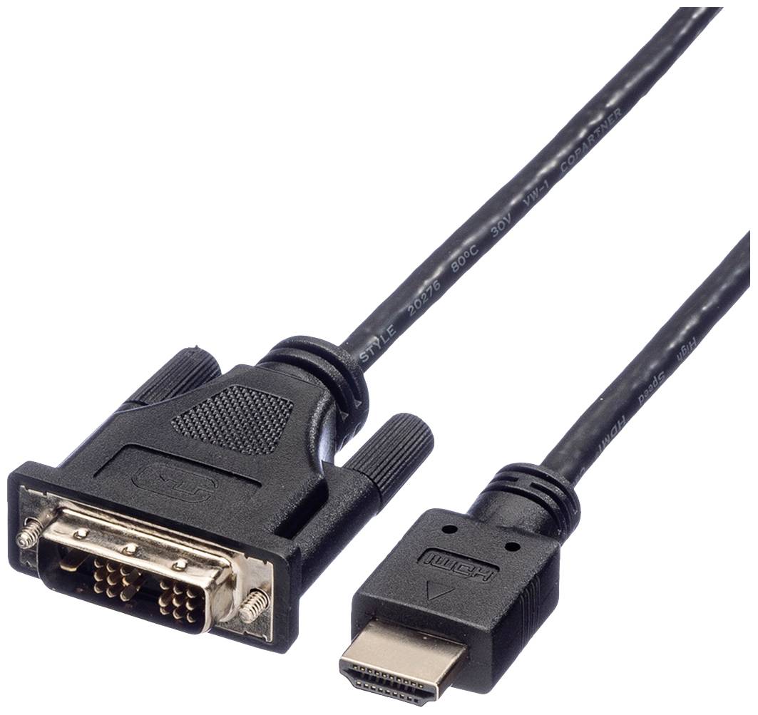 ROLINE Monitorkabel DVI (18+1) - HDMI, M/M, zwart, 1 m