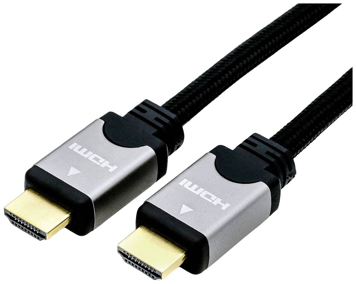 ROLINE HDMI HighSpeed kabel met Ethernet, M/M, zwart / zilver, 3 m