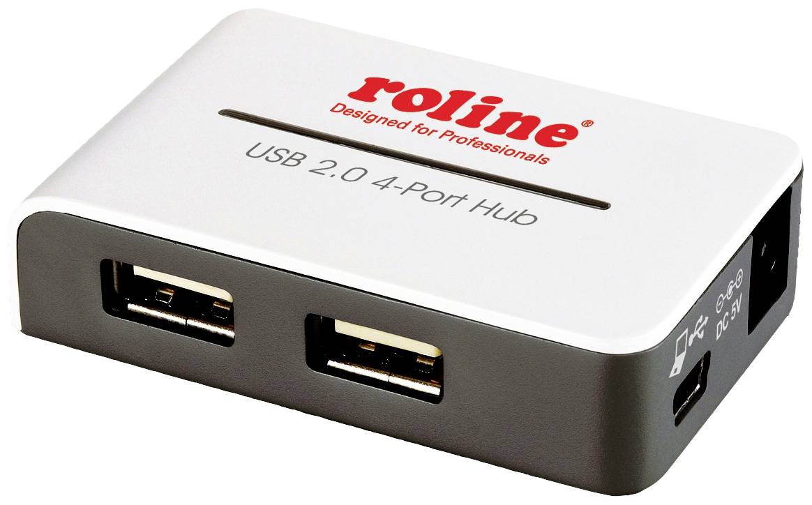 ROLINE USB 2.0 Hub, "Black and White", 4 poorts, met voeding