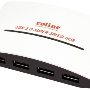 ROLINE USB 3.2 Gen 1 Hub, “Black and White”, 4 poorts, met voeding ROLINE USB 3.2 Gen 1 Hub, “Black and White”, 4 poorts, met voeding