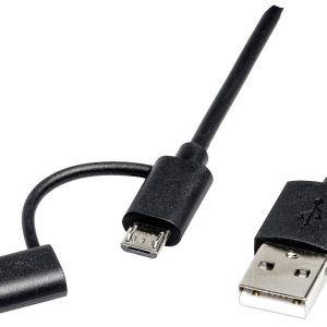 ROLINE Kabel USB Micro B + Typ C M/M to USB2.0 A M, OTG, zwart, 1 m ROLINE Kabel USB Micro B + Typ C M/M to USB2.0 A M, OTG, zwart, 1 m