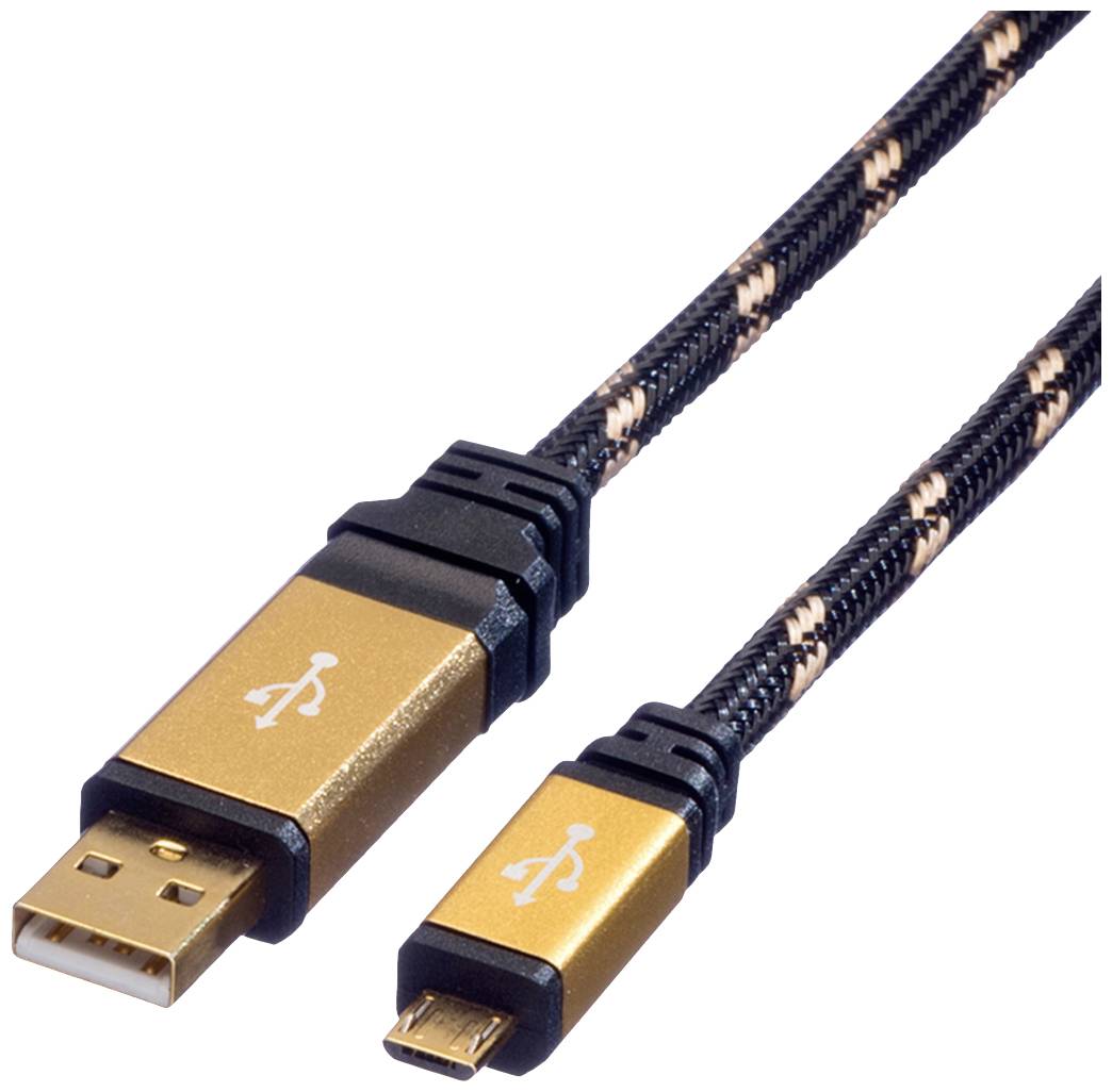 ROLINE GOLD USB 2.0 Kabel, USB A Male - Micro USB B Male, 0,8 m