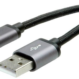 ROLINE USB 2.0 Kabel, C – A, M/M, zwart, 0,8 m ROLINE USB 2.0 Kabel, C – A, M/M, zwart, 0,8 m
