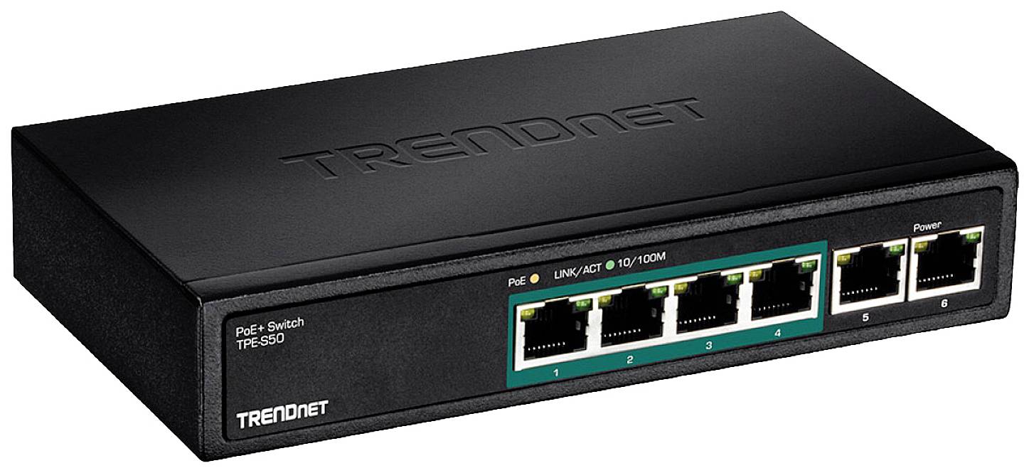 TRENDnet TPE-S50 6-poorts PoE-switch 10/100Mbps 60W