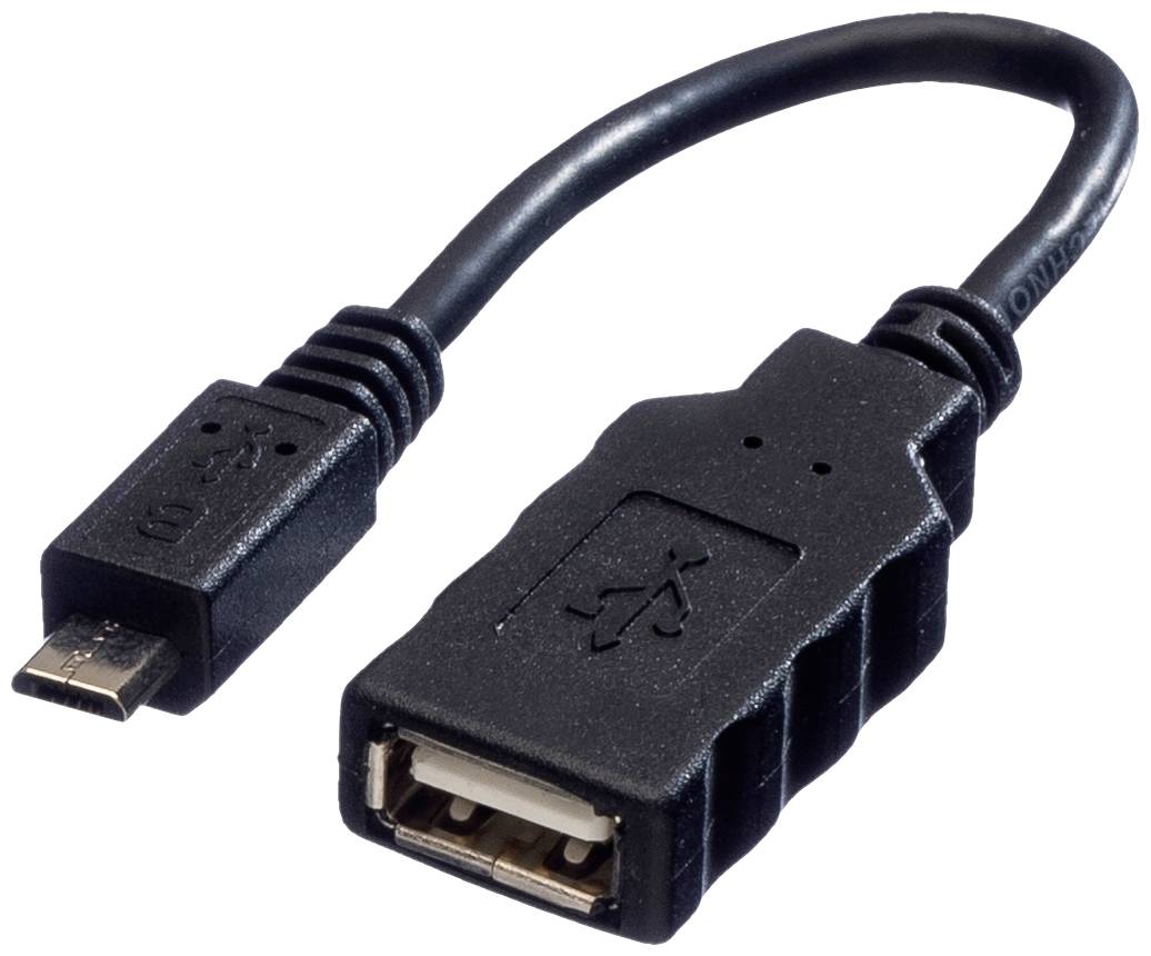 ROLINE USB 2.0 Kabel, USB A Female - Micro USB B Male, OTG, 0,15 m