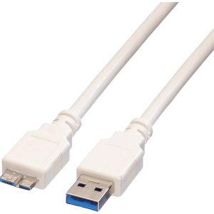 VALUE USB 3.2 Gen 1 kabel, type, A M – Micro B M, wit, 0,15 m VALUE USB 3.2 Gen 1 kabel, type, A M – Micro B M, wit, 0,15 m