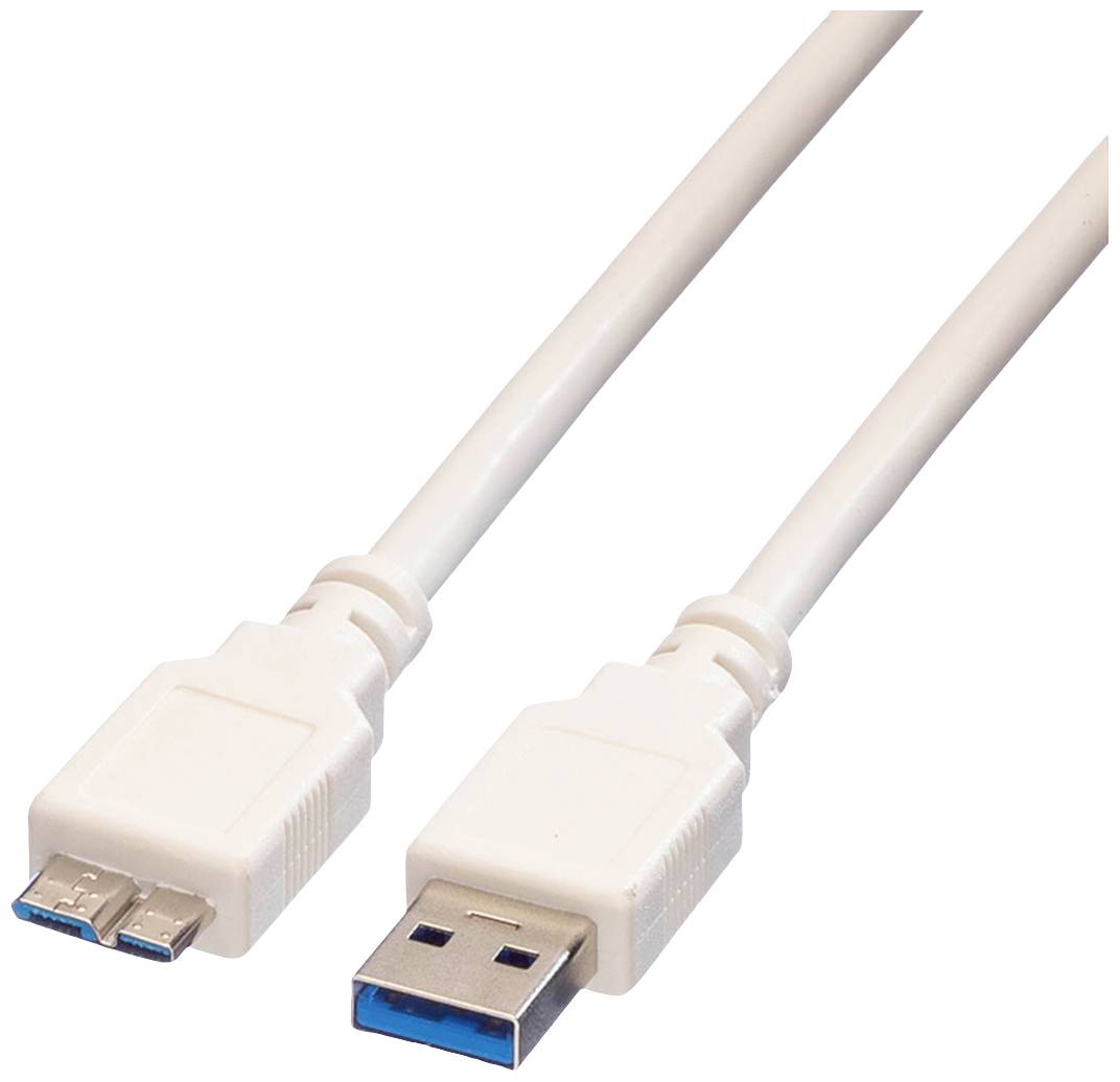 VALUE USB 3.2 Gen 1 kabel, type, A M - Micro B M, wit, 0,15 m