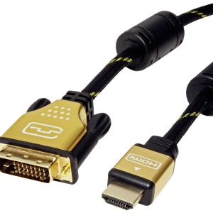 ROLINE GOLD Monitorkabel DVI (24+1) – HDMI, M/M, 7,5 m