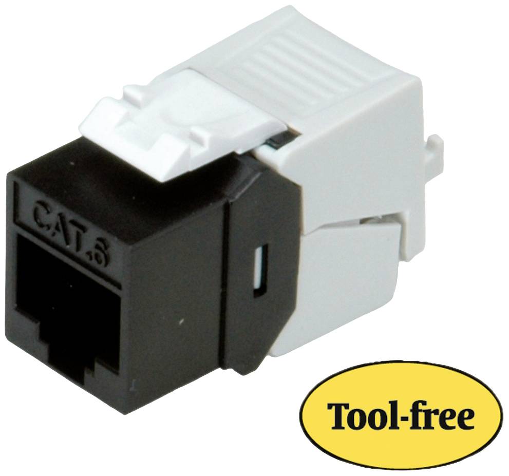 ROLINE Cat.6 (Class E) Keystone, onafgeschermd, zonder gereedschap, compact, zwart