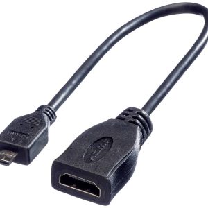 ROLINE HDMI High Speed Kabel met Ethernet, HDMI F – Micro HDMI M, 0,22 m