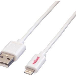 ROLINE 8pin naar USB 2.0 kabel voor iPhone, iPod, iPad, wit, 1 m