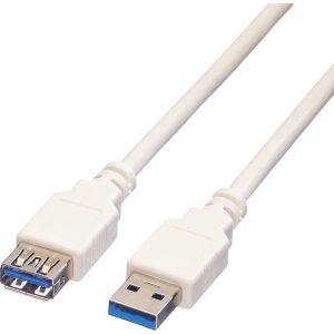 VALUE USB 3.2 Gen 1 Kabel, type A-A, M/F, wit, 1,8 m VALUE USB 3.2 Gen 1 Kabel, type A-A, M/F, wit, 1,8 m