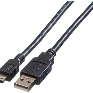 ROLINE USB 2.0 Kabel, type A – 5-Pin Mini, zwart, zwart, 1,8 m ROLINE USB 2.0 Kabel, type A – 5-Pin Mini, zwart, zwart, 1,8 m