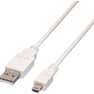 VALUE USB 2.0 kabel, type A – 5-Pin Mini, Typ A 5 Pin Mini , wit, 3 m VALUE USB 2.0 kabel, type A – 5-Pin Mini, Typ A 5 Pin Mini , wit, 3 m