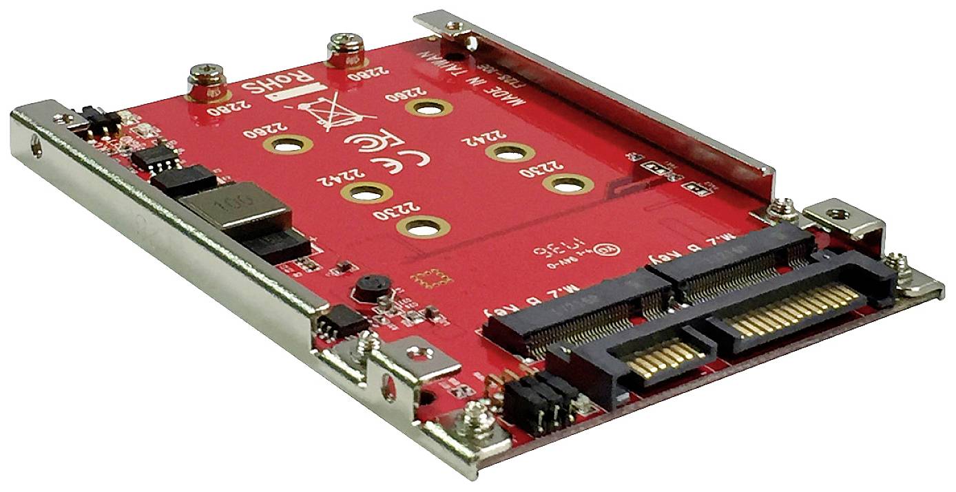 ROLINE M.2 naar SATA III SSD H/W adapter, 2x M.2 NGFF SSD, bootable en RAID compatibel.