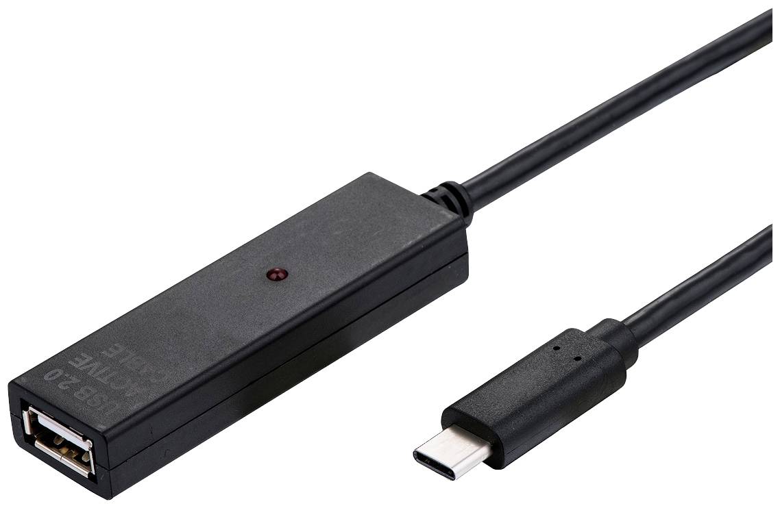 VALUE USB 2.0 Verleng kabel met actieve Repeater, A - C, zwart, 20 m