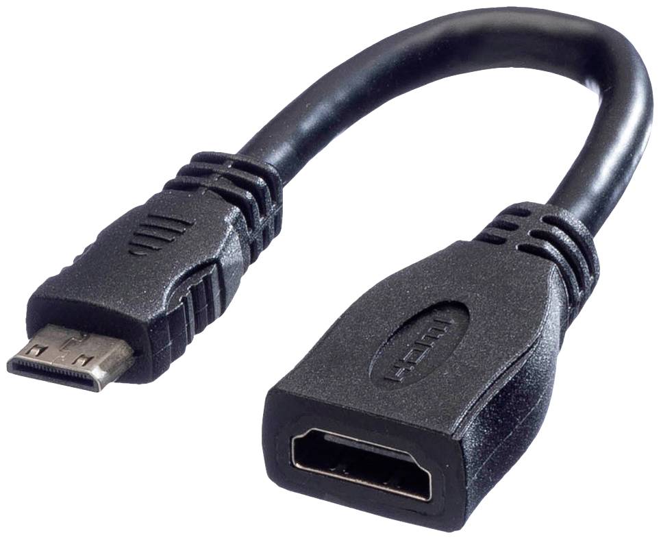 VALUE Monitorkabel HDMI High Speed met Ethernet, HDMI Female - Mini HDMI Male, 0,15 m