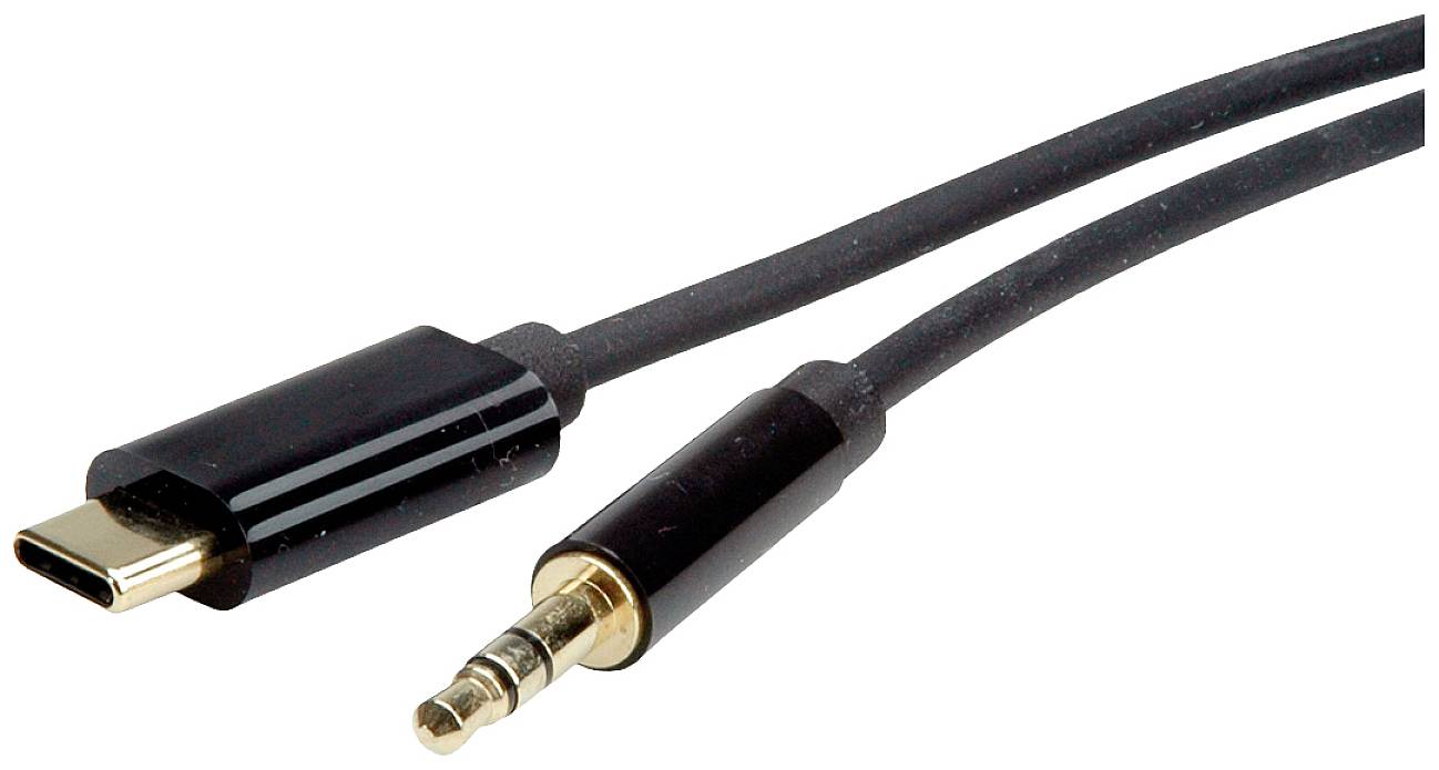 ROLINE Adapterkabel USB Type C - 3.5mm Audio, Male/Male, zwart, 0,8 m