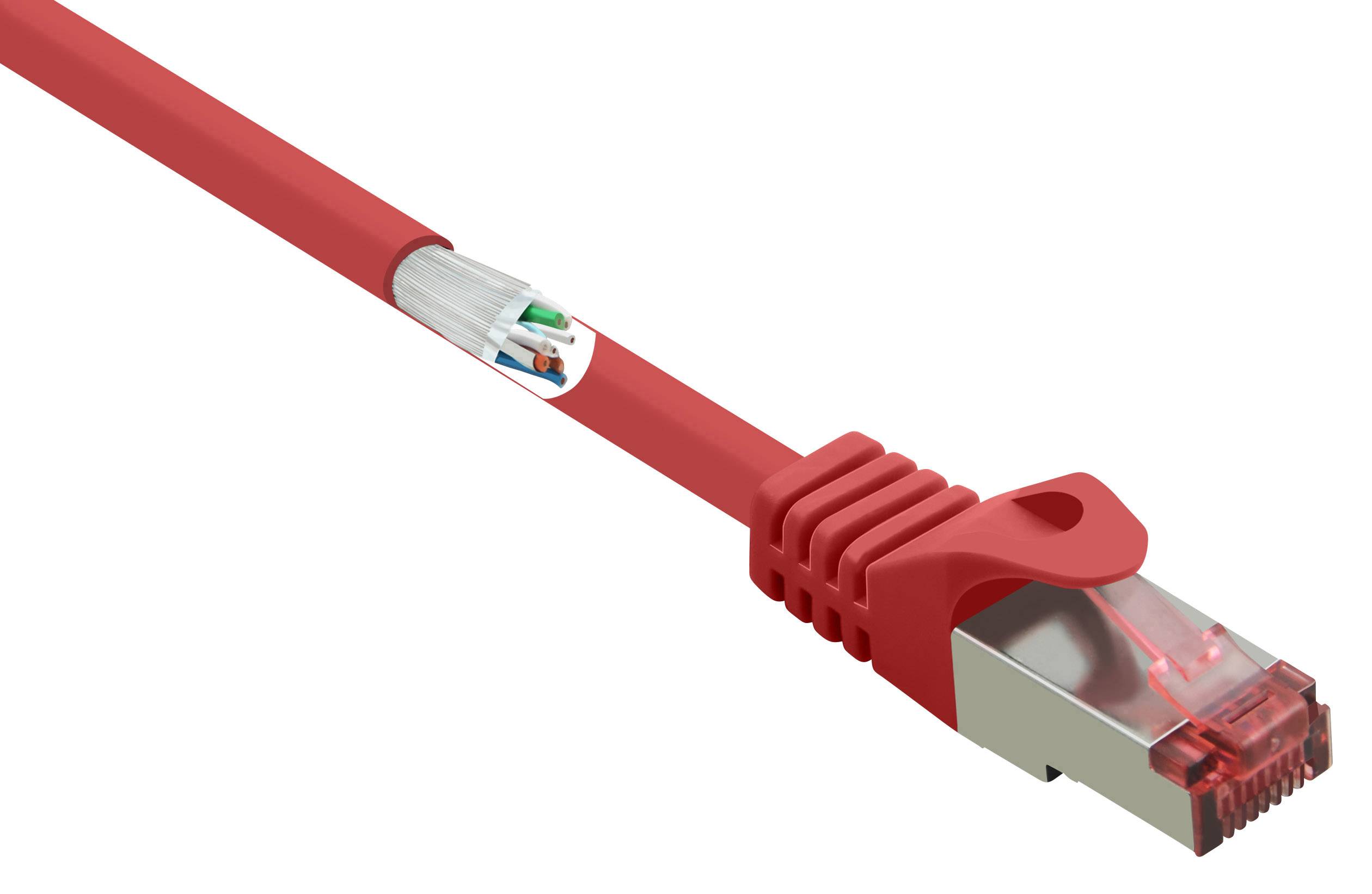 Renkforce RF-5136974 RJ45 Netwerkkabel, patchkabel CAT 6 S/FTP 1.00 m Rood Snagless, Vergulde steekcontacten, Vlambesten