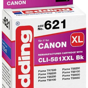 Edding Inktcartridge vervangt Canon CLI-581BK XXL Compatibel Zwart EDD-621 18-621 Edding Inktcartridge vervangt Canon CLI-581BK XXL Compatibel Zwart EDD-621 18-621