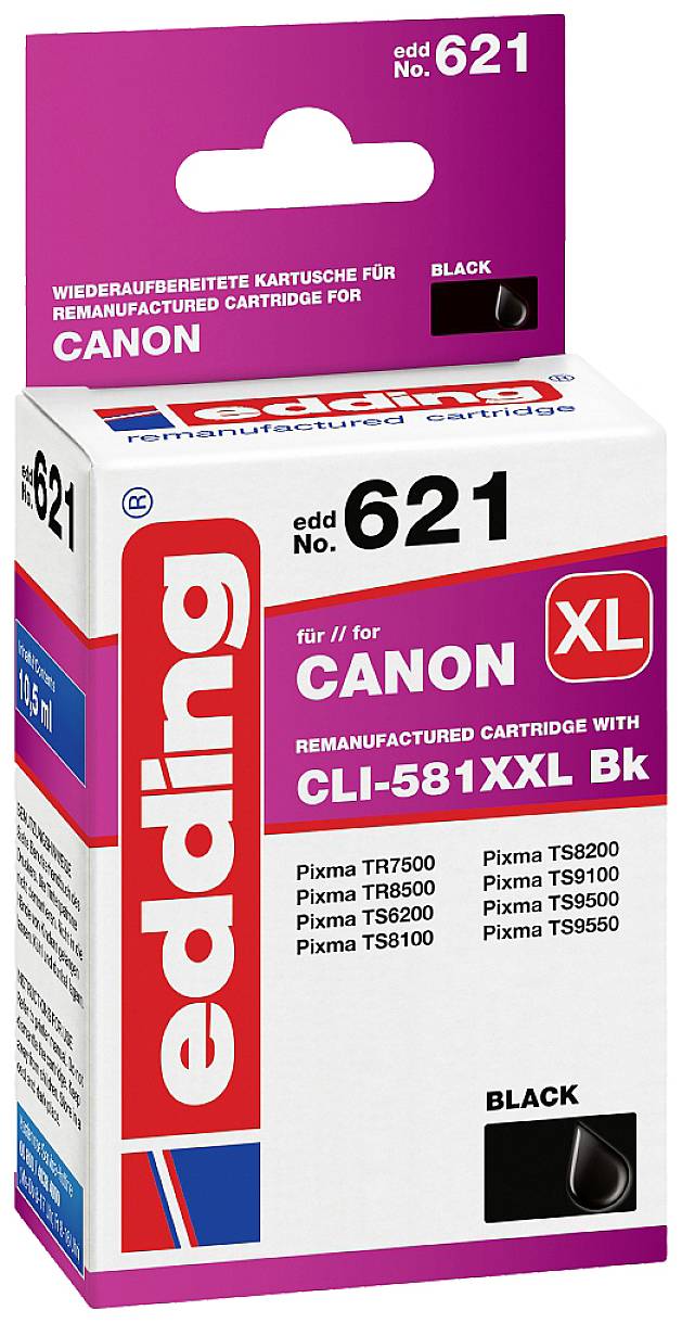 Edding Inktcartridge vervangt Canon CLI-581BK XXL Compatibel Zwart EDD-621 18-621