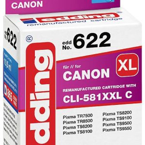 Edding Inktcartridge vervangt Canon CLI-581C XXL Compatibel Cyaan EDD-622 18-622 Edding Inktcartridge vervangt Canon CLI-581C XXL Compatibel Cyaan EDD-622 18-622