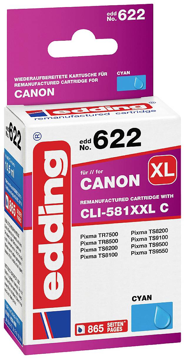 Edding Inktcartridge vervangt Canon CLI-581C XXL Compatibel Cyaan EDD-622 18-622
