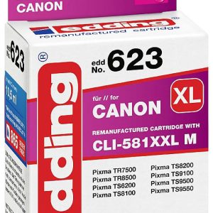 Edding Inktcartridge vervangt Canon CLI-581M XXL Compatibel Magenta EDD-623 18-623 Edding Inktcartridge vervangt Canon CLI-581M XXL Compatibel Magenta EDD-623 18-623