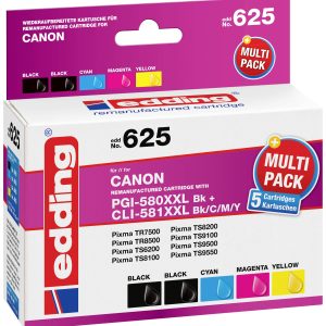 Edding Inktcartridge vervangt Canon PGI-580PGBK XXL, CLI-581C XXL, CLI-581M XXL, CLI-581Y XXL Compatibel Combipack Kleur Edding Inktcartridge vervangt Canon PGI-580PGBK XXL, CLI-581C XXL, CLI-581M XXL, CLI-581Y XXL Compatibel Combipack Kleur