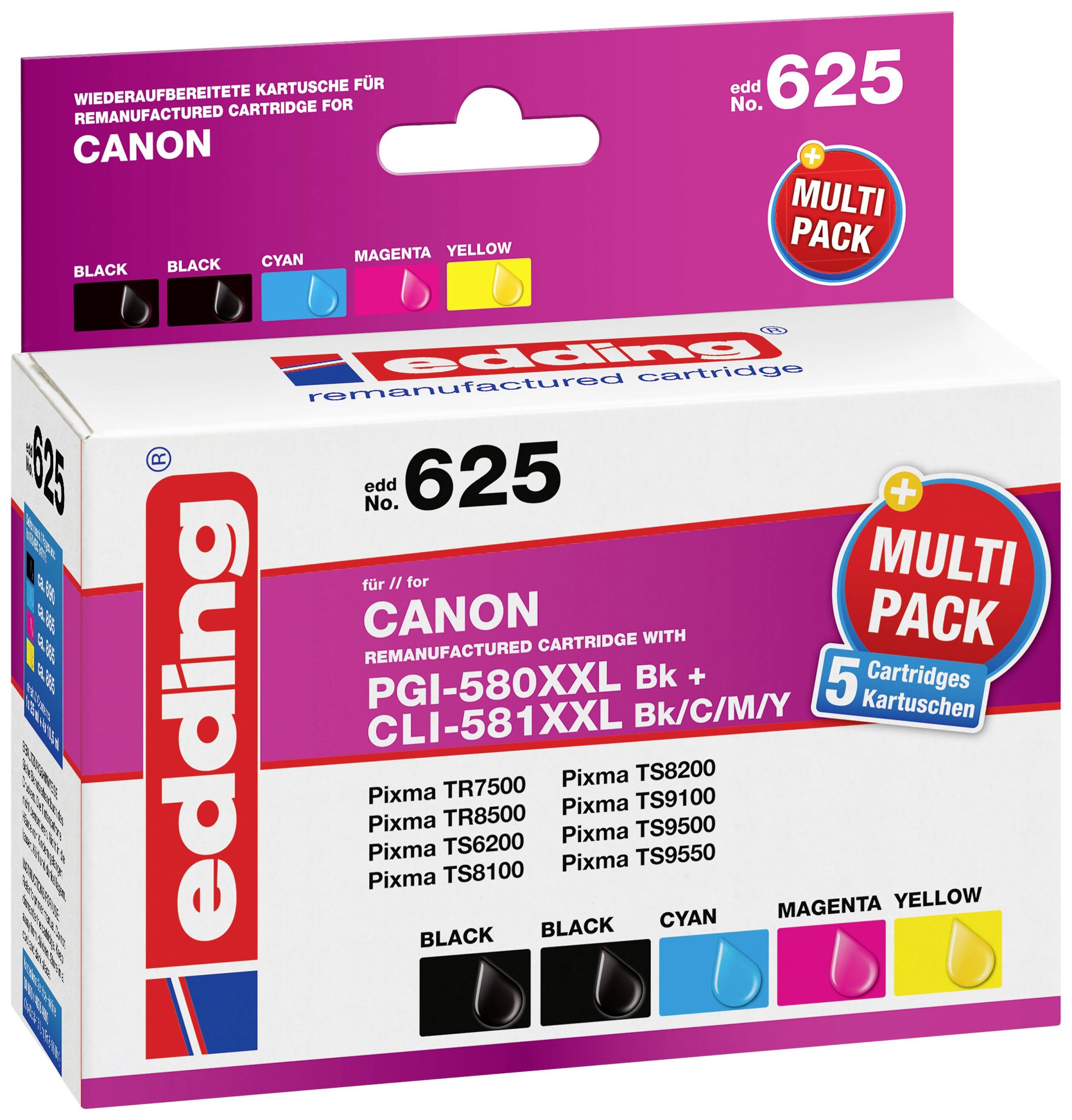 Edding Inktcartridge vervangt Canon PGI-580PGBK XXL, CLI-581C XXL, CLI-581M XXL, CLI-581Y XXL Compatibel Combipack Kleur
