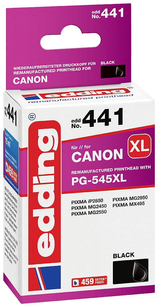 Edding Inktcartridge vervangt Canon PG-545 XL Compatibel Zwart EDD-441 18-441