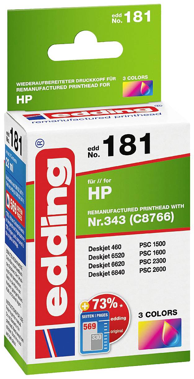 Edding Inktcartridge vervangt HP 343, C8766EE Compatibel Kleur EDD-181 18-181