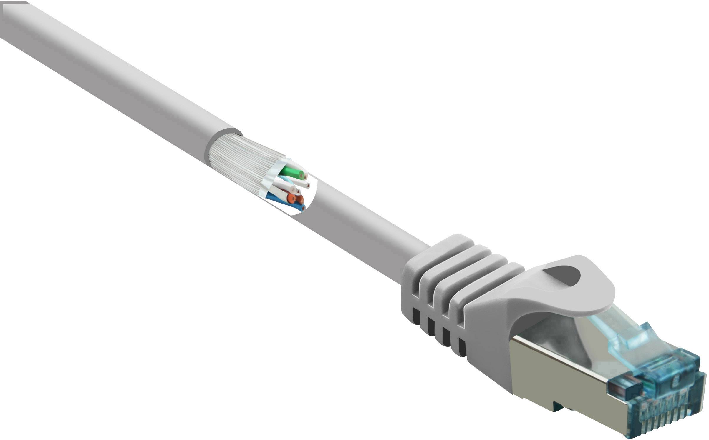 Renkforce RF-5191008 RJ45 Netwerkkabel, patchkabel CAT 6A S/FTP 30.00 m Grijs Vlambestendig, Snagless 1 stuk(s)