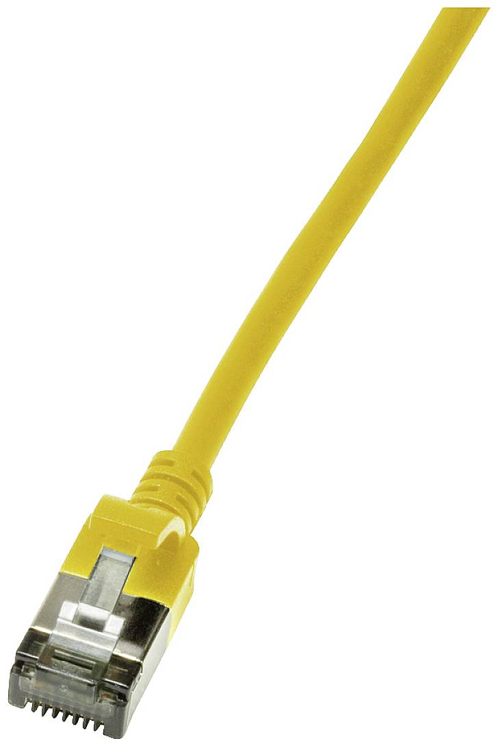 LogiLink CQ9017S RJ45 Netwerkkabel, patchkabel CAT 6A U/FTP 0.30 m Geel Extreem dun, Vlambestendig, Flexibel, Folie afsc