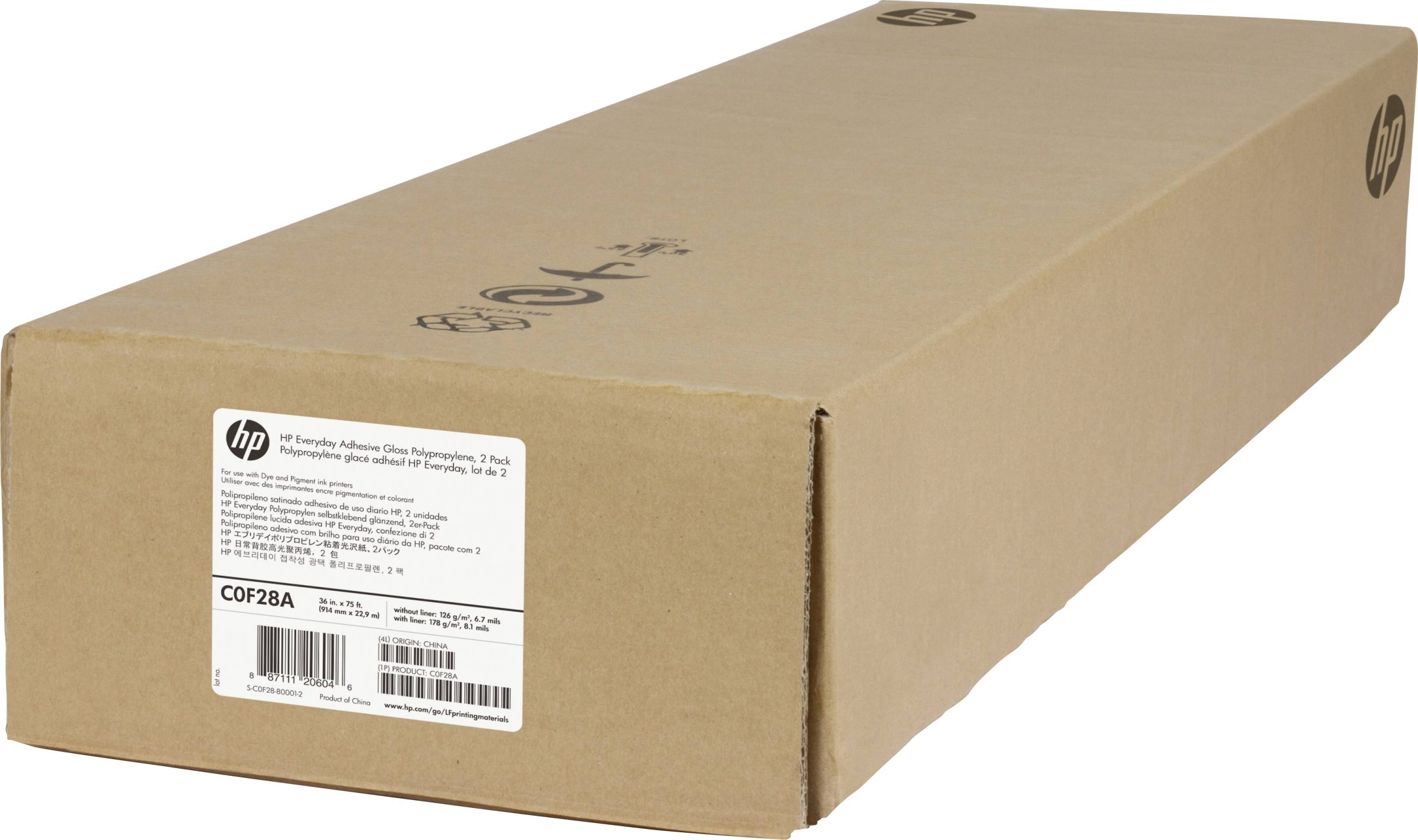 HP Everyday Adhesive Gloss 0817125 Polypropyleen taperol 91.4 cm x 22.9 m 2 stuk(s)