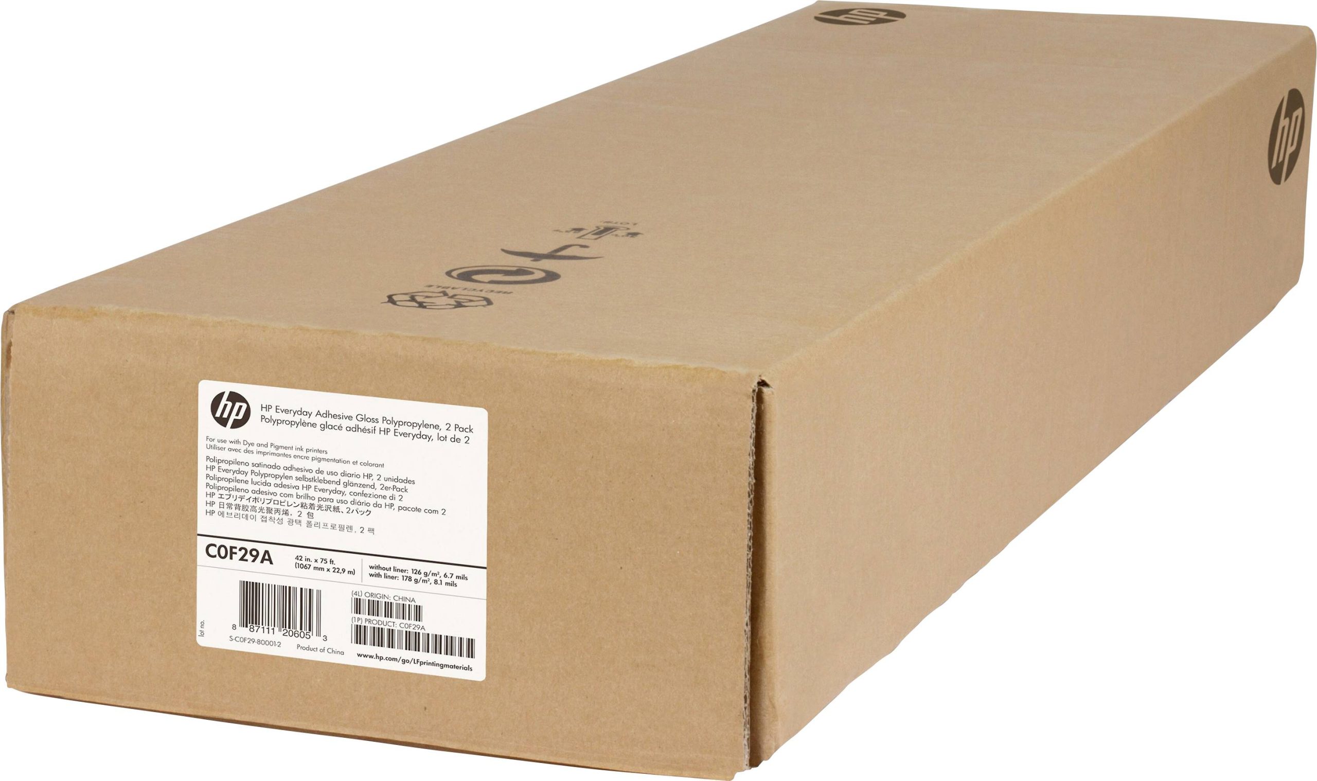 HP Everyday Adhesive Gloss 2CPX062735R9999 Polypropyleen taperol 106.7 cm x 22.9 m 2 stuk(s)