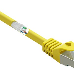 Renkforce RJ45 Netwerkkabel, patchkabel CAT 6A S/FTP 0.25 m Geel Snagless, Vlambestendig 1 stuk(s)