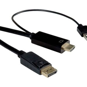 ROLINE HDMI kabel UltraHDTV – DisplayPort, M/M, zwart, 2 m ROLINE HDMI kabel UltraHDTV – DisplayPort, M/M, zwart, 2 m
