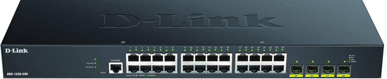 D-Link DGS-1250-28X/E DGS-1250-28X/E Netwerk switch 24 + 4 poorten 128 Gbit/s