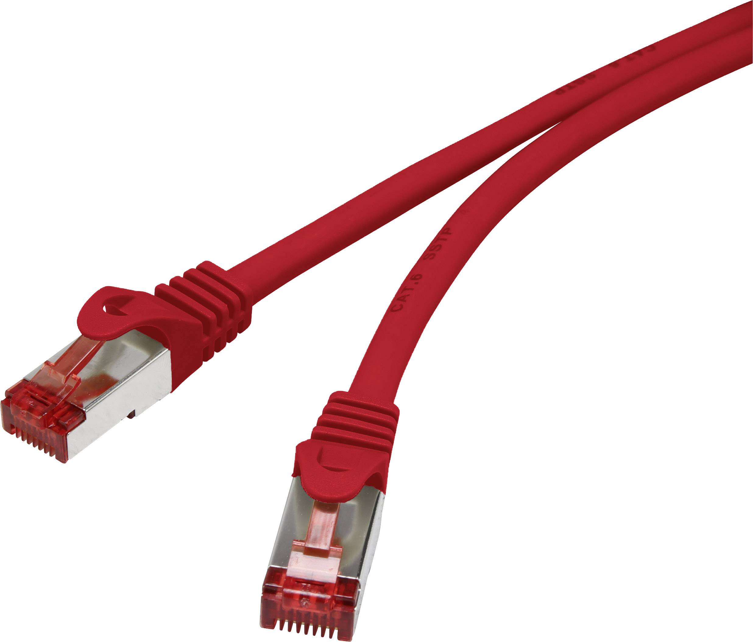 Renkforce RF-5251926 RJ45 Netwerkkabel, patchkabel CAT 6 S/FTP 0.15 m Rood Snagless, Vergulde steekcontacten, Vlambesten