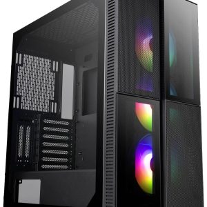 Thermaltake CA-1W1-00M1WN-01 Midi-tower PC-behuizing Zwart 3 voorgeïnstalleerde LED-ventilators, LCS-compatibel, Zijvens